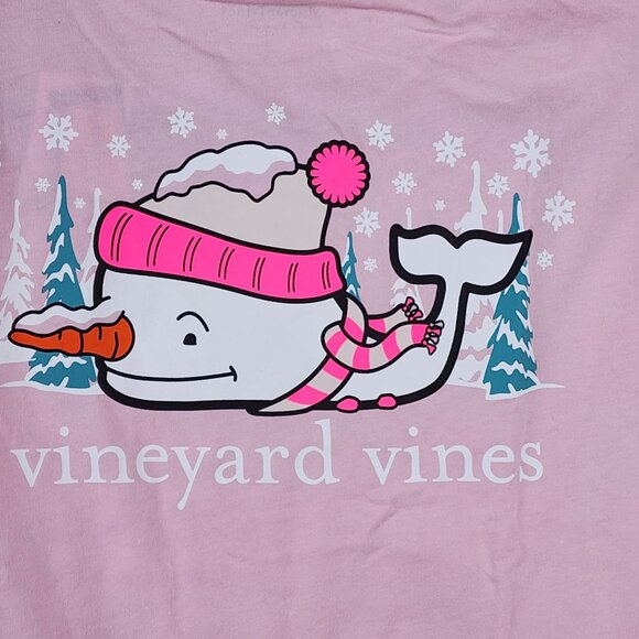 Vineyard Vines Other - New Vineyard Vines kids sz L / 14 long sleeve whale snowman shirt flamingo pink